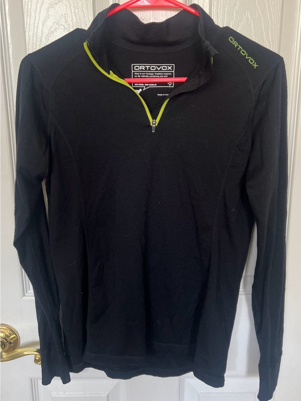 ORTOVOX Youth Boys Black Sz Medium Quarter Zip Top